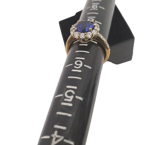 HSN Princess Diana Inspired Gold Vermeil .925 Sterling Silver Blue Sapphire Ring - Picture 11 of 16